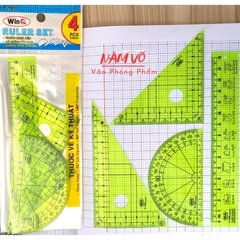 Win Q Bộ Thước 4 Cây Nhựa Dẻo Kỹ Thuật T-140 (20 Bộ/Hộp; 50 Hộp/ Thùng)