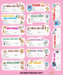 Bộ Nhãn Môn Học Lớp 1, 2, 6, 7, 8, 9 (5 Tờ/ Xấp; 10 Xấp/ Bịch)