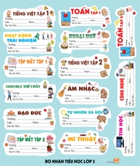 Bộ Nhãn Môn Học Lớp 1, 2, 6, 7, 8, 9 (5 Tờ/ Xấp; 10 Xấp/ Bịch)