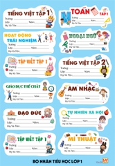 Bộ Nhãn Môn Học Lớp 1, 2, 6, 7, 8, 9 (5 Tờ/ Xấp; 10 Xấp/ Bịch)