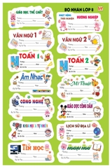 Bộ Nhãn Môn Học Lớp 1, 2, 6, 7, 8, 9 (5 Tờ/ Xấp; 10 Xấp/ Bịch)