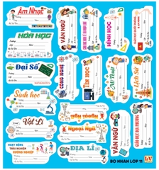 Bộ Nhãn Môn Học Lớp 1, 2, 6, 7, 8, 9 (5 Tờ/ Xấp; 10 Xấp/ Bịch)