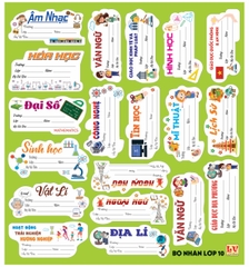 Bộ Nhãn Môn Học Lớp 1, 2, 6, 7, 8, 9 (5 Tờ/ Xấp; 10 Xấp/ Bịch)