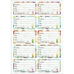 Nhãn Vở Đại 10 Nhãn Có Keo (5 Tờ/Xấp; 10 Xấp/Bó)