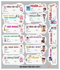 Bộ Nhãn Môn Học Lớp 3, 4, 5, 10, 11, 12 (5 Tờ/ Xấp; 10 Xấp/ Bịch)
