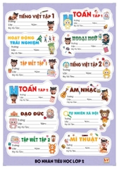 Bộ Nhãn Môn Học Lớp 3, 4, 5, 10, 11, 12 (5 Tờ/ Xấp; 10 Xấp/ Bịch)