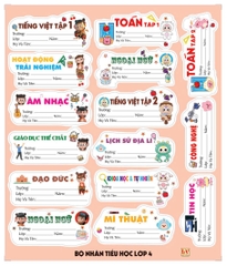 Bộ Nhãn Môn Học Lớp 3, 4, 5, 10, 11, 12 (5 Tờ/ Xấp; 10 Xấp/ Bịch)