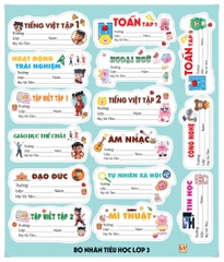 Bộ Nhãn Môn Học Lớp 3, 4, 5, 10, 11, 12 (5 Tờ/ Xấp; 10 Xấp/ Bịch)