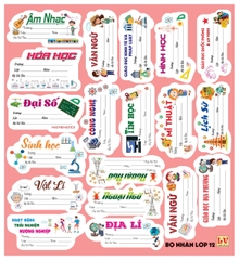Bộ Nhãn Môn Học Lớp 3, 4, 5, 10, 11, 12 (5 Tờ/ Xấp; 10 Xấp/ Bịch)