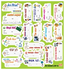 Bộ Nhãn Môn Học Lớp 3, 4, 5, 10, 11, 12 (5 Tờ/ Xấp; 10 Xấp/ Bịch)