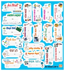 Bộ Nhãn Môn Học Lớp 3, 4, 5, 10, 11, 12 (5 Tờ/ Xấp; 10 Xấp/ Bịch)