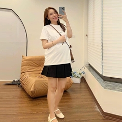 Chân Váy Bầu xếp li ngắn,  xinh tươi, trẻ trung. Chất Umi cotton đẹp, dày dặn - Dáng siêu xinh - Ảnh chụp thật