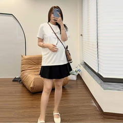 Chân Váy Bầu xếp li ngắn,  xinh tươi, trẻ trung. Chất Umi cotton đẹp, dày dặn - Dáng siêu xinh - Ảnh chụp thật