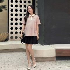 Chân Váy Bầu xếp li ngắn,  xinh tươi, trẻ trung. Chất Umi cotton đẹp, dày dặn - Dáng siêu xinh - Ảnh chụp thật