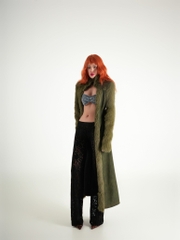 Error Leather Mixed Fur Long Coat