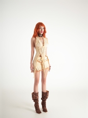 Error Washed Pleated Denim Skirt