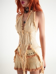 Error Washed Pleated Denim Skirt