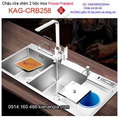 Chậu rửa chén 2 hộc inox 304 100x48cm Proxia KAG-CRB258