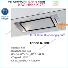 Máy hút khử mùi ÂM TỦ KỆ 730mm INOX Malloca KAG-Hiden-K730
