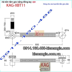 Bộ xả bồn tắm góc loại vặn bằng đồng thau KAG-XBT11
