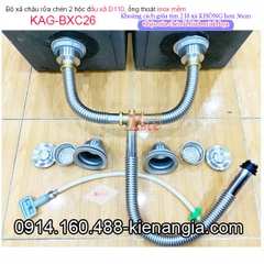 Bộ xả chậu 2 hộc ống inox KAG-BXC26