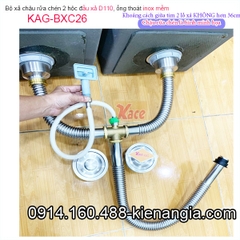 Bộ xả chậu 2 hộc ống inox KAG-BXC26