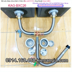 Bộ xả chậu 2 hộc ống inox KAG-BXC26