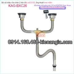 Bộ xả chậu 2 hộc ống inox KAG-BXC26