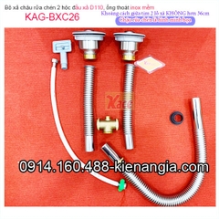 Bộ xả chậu 2 hộc ống inox KAG-BXC26