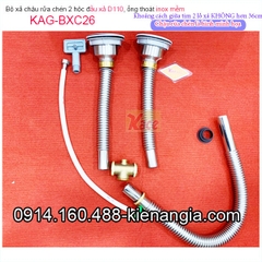 Bộ xả chậu 2 hộc ống inox KAG-BXC26