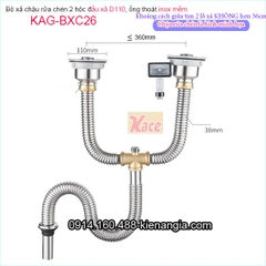 Bộ xả chậu 2 hộc ống inox KAG-BXC26