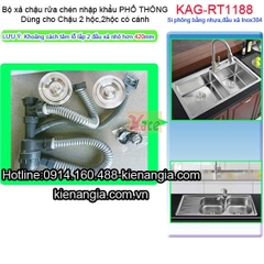 Bộ xả phổ thông chậu rửa chén 2 hộc nhập khẩu KAG-RT1188