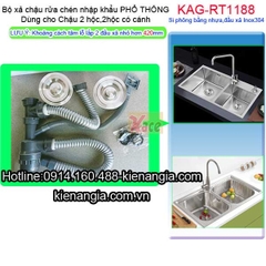 Bộ xả phổ thông chậu rửa chén 2 hộc nhập khẩu KAG-RT1188