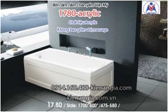 Bồn tắm nằm Acrylic chân yếm dài 17m Việt Mỹ VM1780-Acrylic