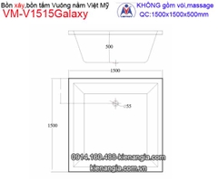 Bồn tắm vuông xây Galaxy Việt Mỹ VM-V1515Galaxy