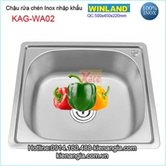 Chậu rửa chén Inox 1 hộc 50x45 cm Winland KAG-WA02