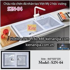 Chậu rửa chén vuông bằng đá 86.5x 50.5 cm Việt Mỹ S2N-04