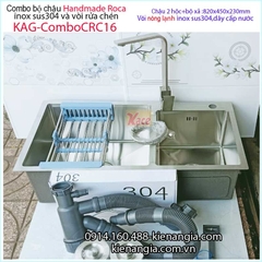Combo chậu 2 lệch Handmade-Roca- 82x45 cm KAG-ComboCRC16