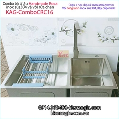 Combo chậu 2 lệch Handmade-Roca- 82x45 cm KAG-ComboCRC16