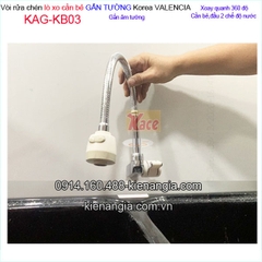 Vòi rửa chén lạnh âm tường lò xo Valencia KAG-KB03