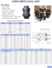 Van 1 Chiều Nhựa Rắc Co Đôi UPVC ShieYu Đài Loan DN20