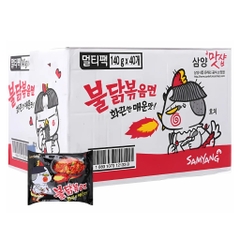 Thùng 40 gói mì khô gà cay Samyang vị truyền thống/kem Ý Carbonara/phô mai/cream Carbo 140g