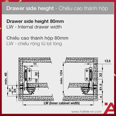 Ray Hộp Alto-S Màu Xám Giảm Chấn H80mm Hafele 552.35.365