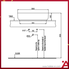 CHẬU ĐẶT BÀN VIGOR Hafele 580X380X140 588.79.077