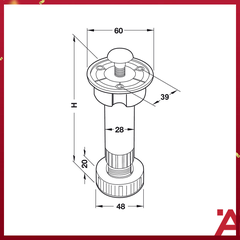 CHÂN TỦ 100MM Hafele 637.45.326