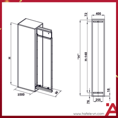 TỦ ĐỒ KHÔ DOLCE INOX 304 (CÁNH KÉO) H1650 400MM Hafele 548.65.005