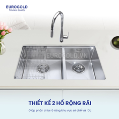 Chậu Rửa Bát Âm 2 Hố Lệch Chống Xước INOX 304 EUC28245GB Eurogold