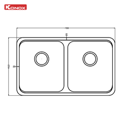 Chậu rửa bát Konox lắp âm 2 hố cân R50 Tari 7846DU