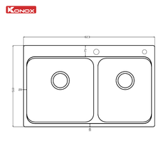 Chậu rửa bát Konox 2 hố lệch R50 Tari 8251TD