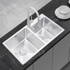 Chậu Rửa Bát Chống Xước 2 Hố Lệch INOX 304 EUC28248GA Eurogold